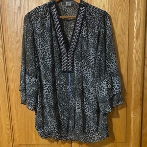 Evolution Black Leopard-Print V-Neck Tunic
